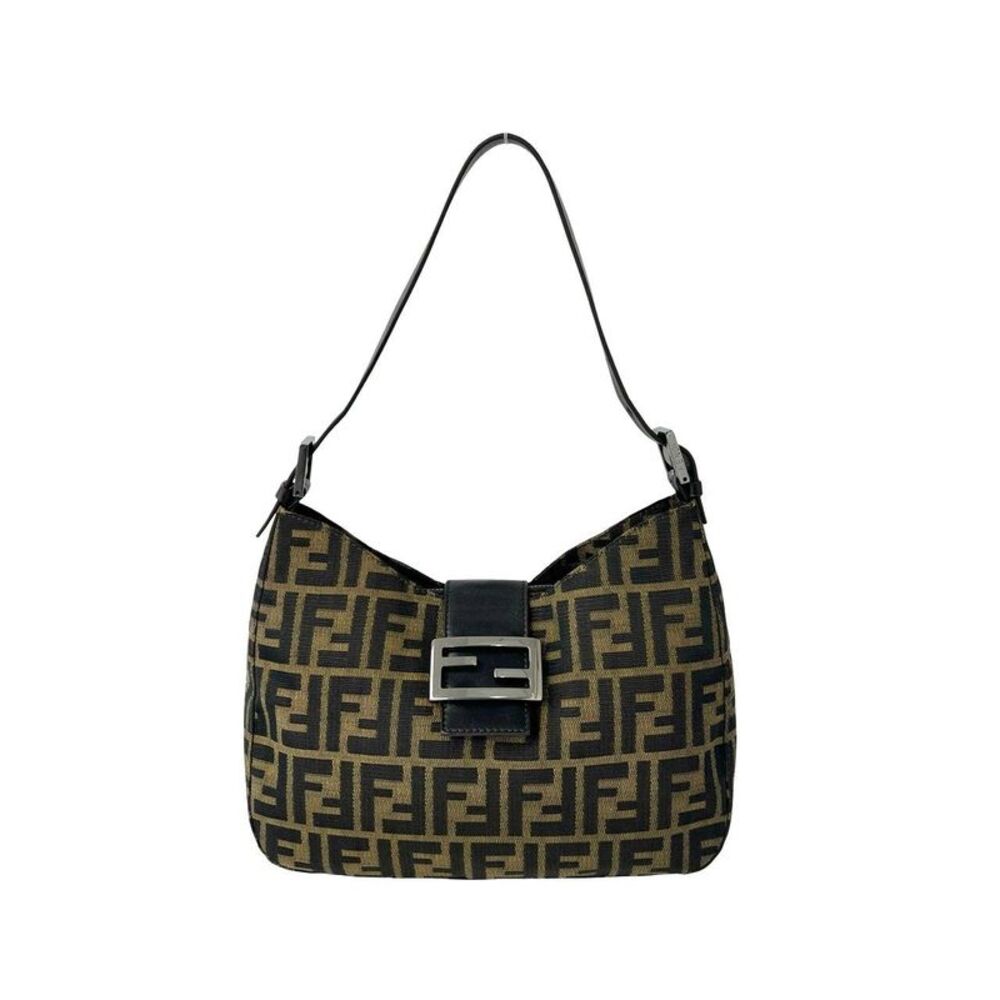 Fendi Zucca Canvas Leather Shoulder Bag